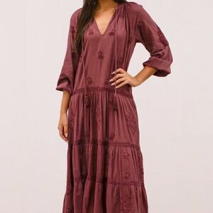 Kyla Seo Embroidered Boho Hanna Maxi Dress Size S